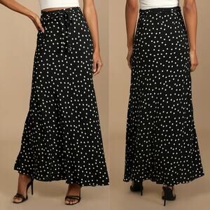 Free People Thats A Wrap High Rise Polka Dot Maxi Skirt Black White S